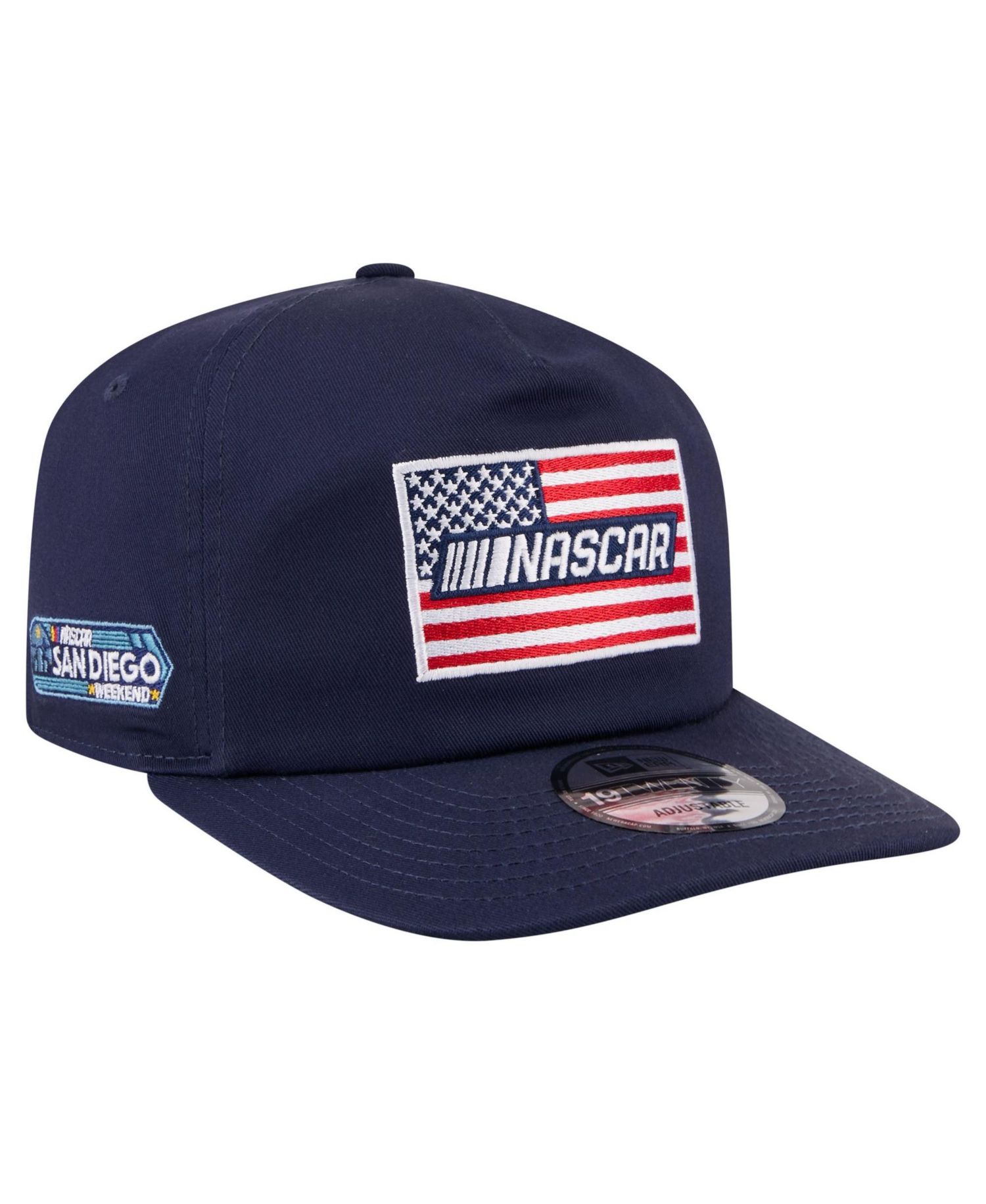 Men's Navy NASCAR Race The Base American Flag 19TWENTY Adjustable Hat