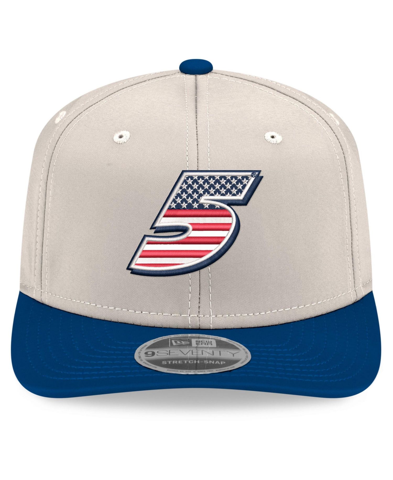Men's Beige/Royal Kyle Larson 9SEVENTY Flag Stretch-Snap Hat