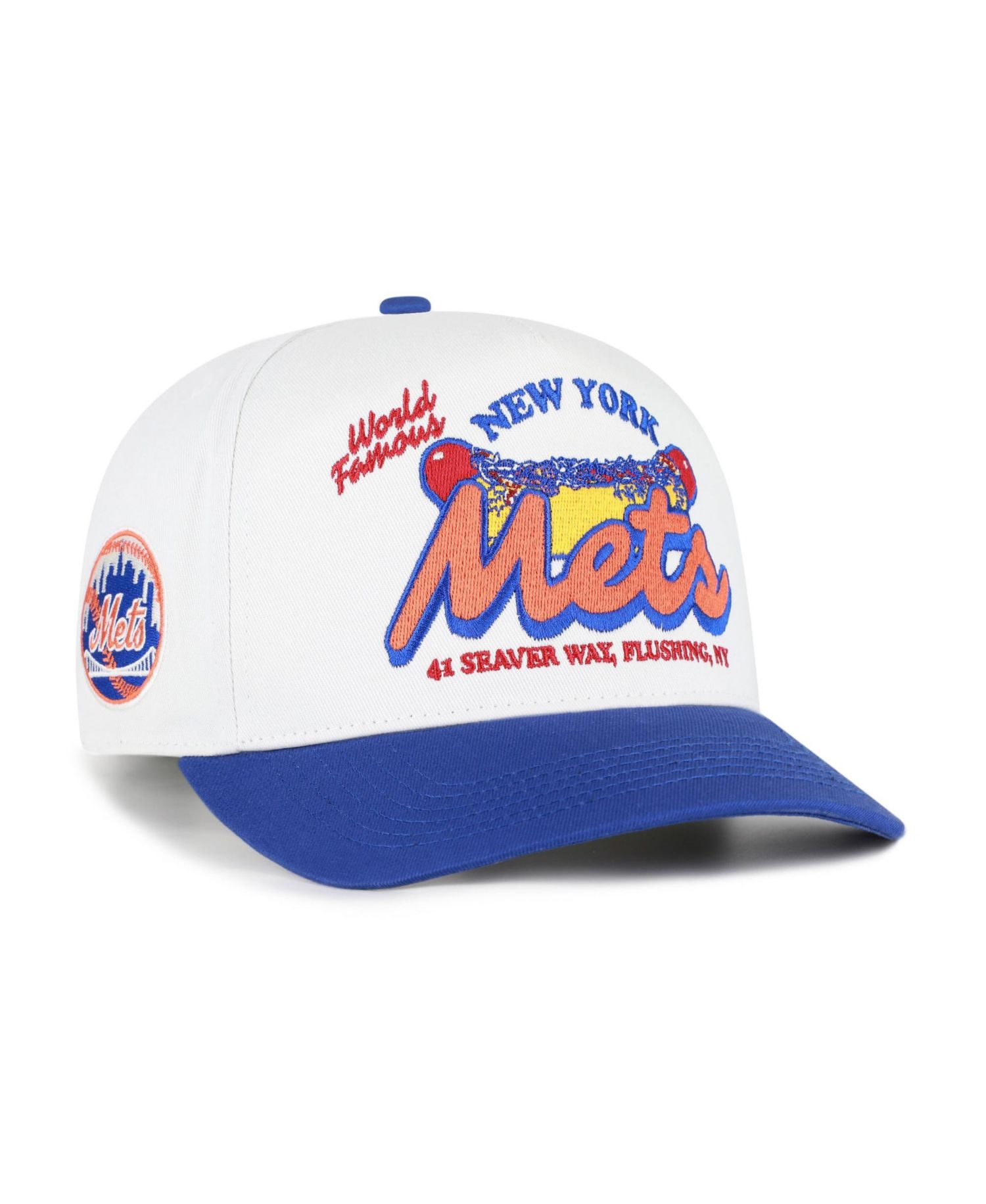 Men's '47 White/Royal New York Mets Glizzy Collection Hitch Adjustable Hat