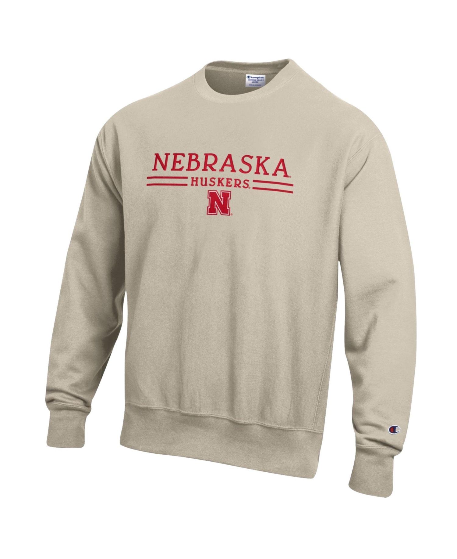 Men's Oatmeal Nebraska Huskers Reverse Weave Crewneck Sweatshirt