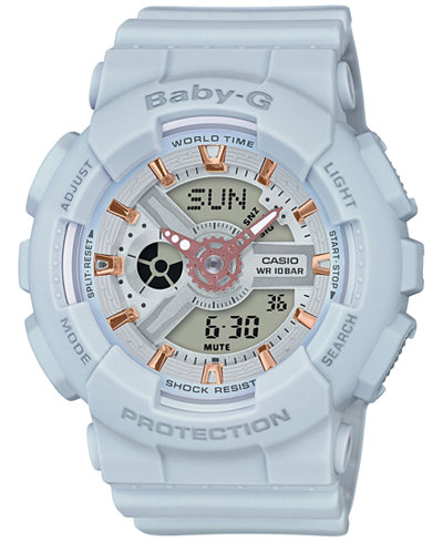 Baby-G Women's Analog-Digital Light Gray Resin Strap Watch 43x46mm BA110GA-8A