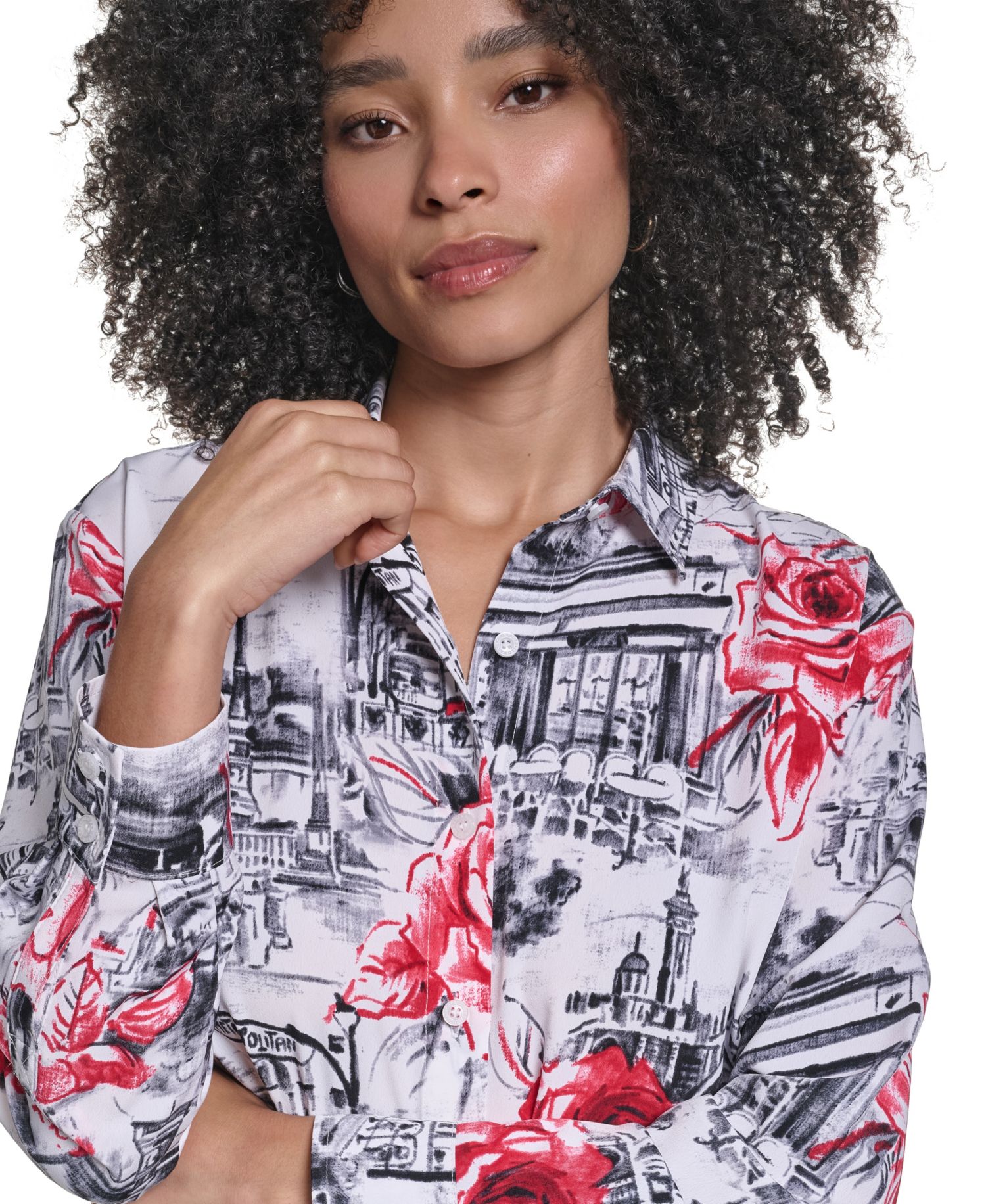Women's Printed Long-Sleeve Blouse
