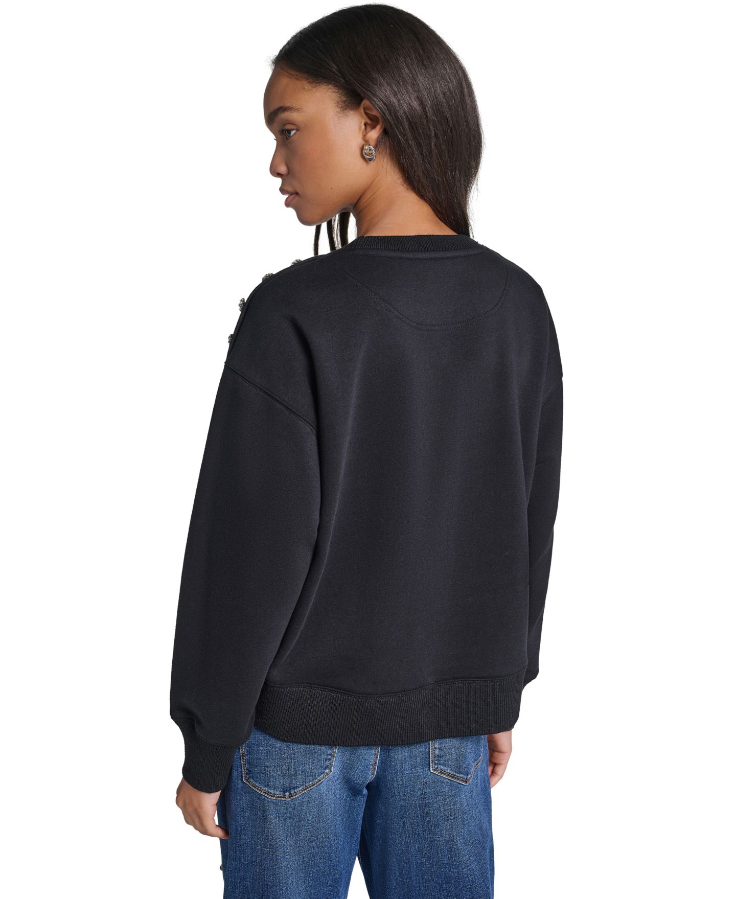Женская толстовка KARL LAGERFELD PARIS Graphic Crewneck Pullover, цвет: Чёрный — фото 6