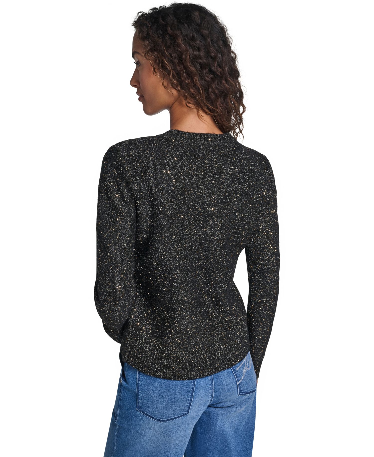 Women's Whimsy Crewneck Long-Sleeve Metallic Sweater