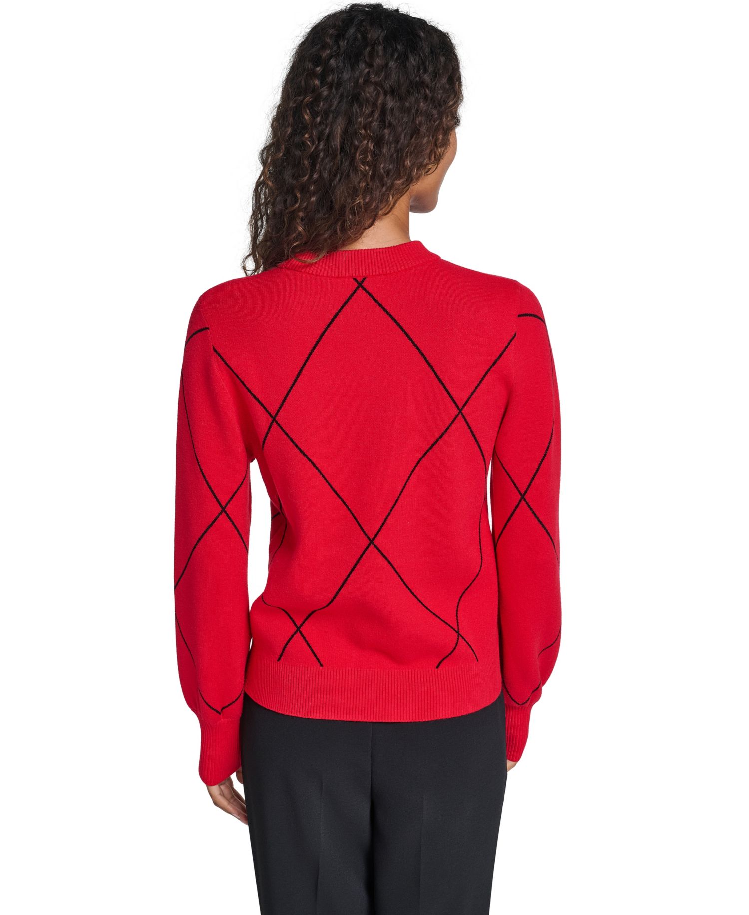 Women's Argyle 3D Bow Sweater