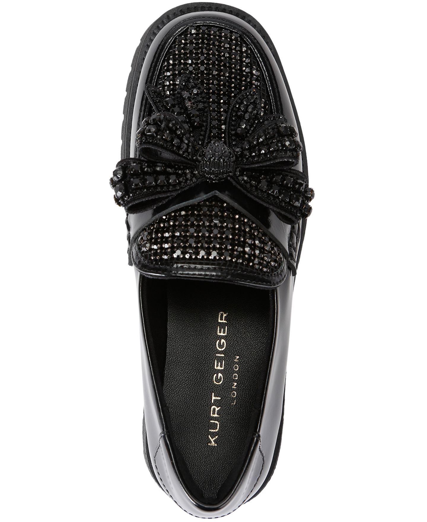 Женские лоферы Kurt Geiger London с бантом и кристаллами, цвет: Чёрный — фото 4