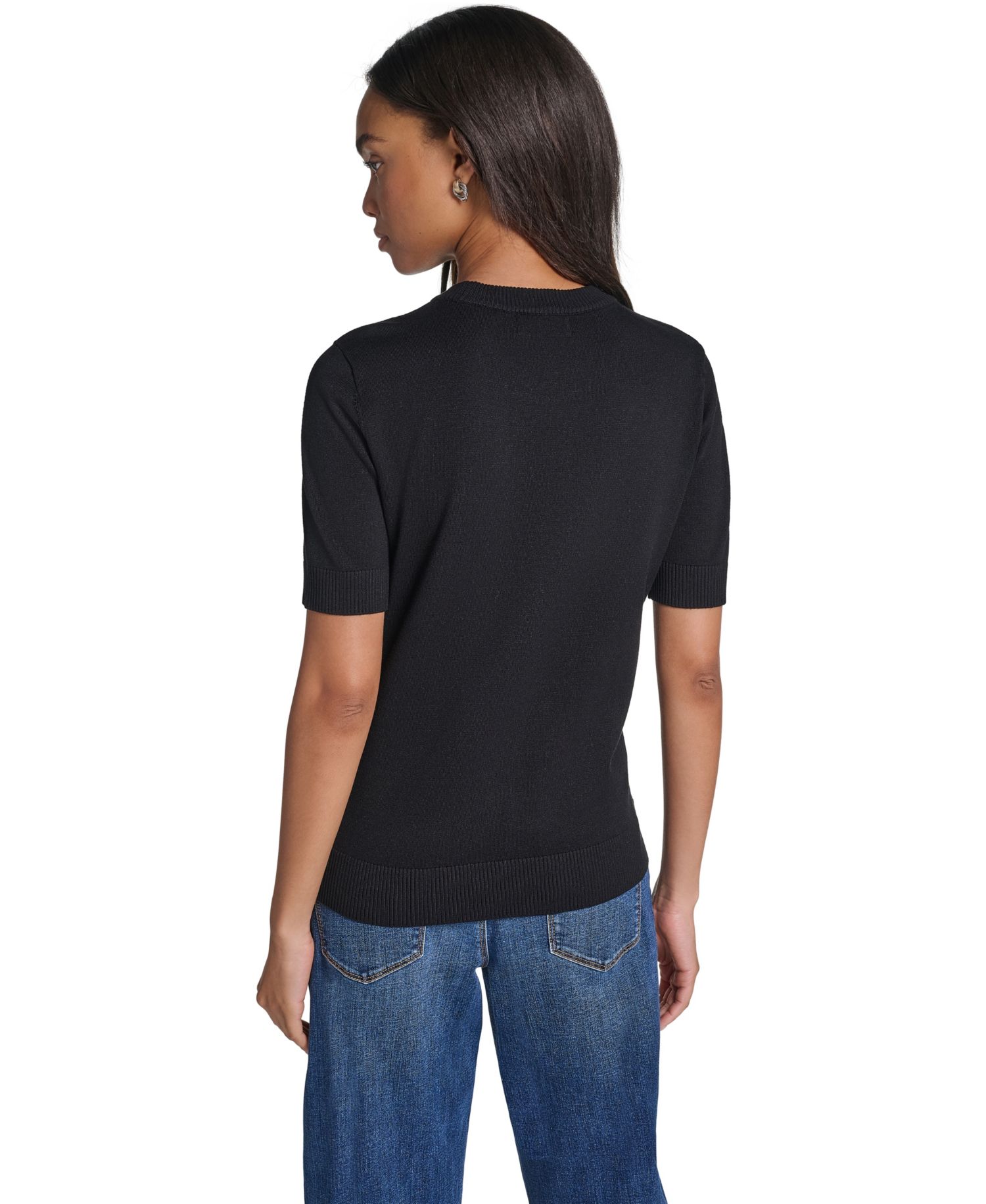 Women's Eiffel Tower Crewneck Short-Sleeve Sweater