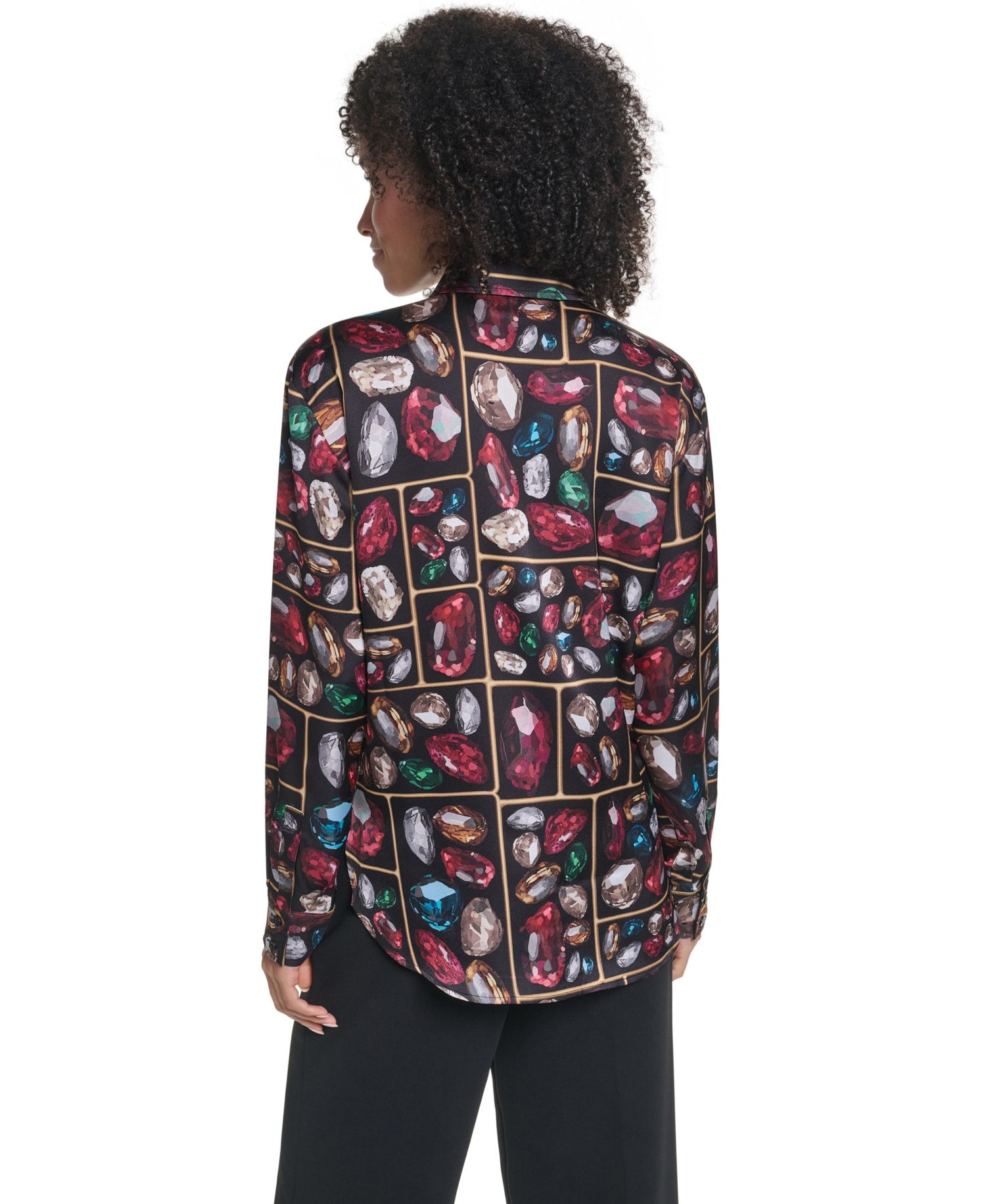 Women's Collared Button-Up Long-Sleeve Blouse