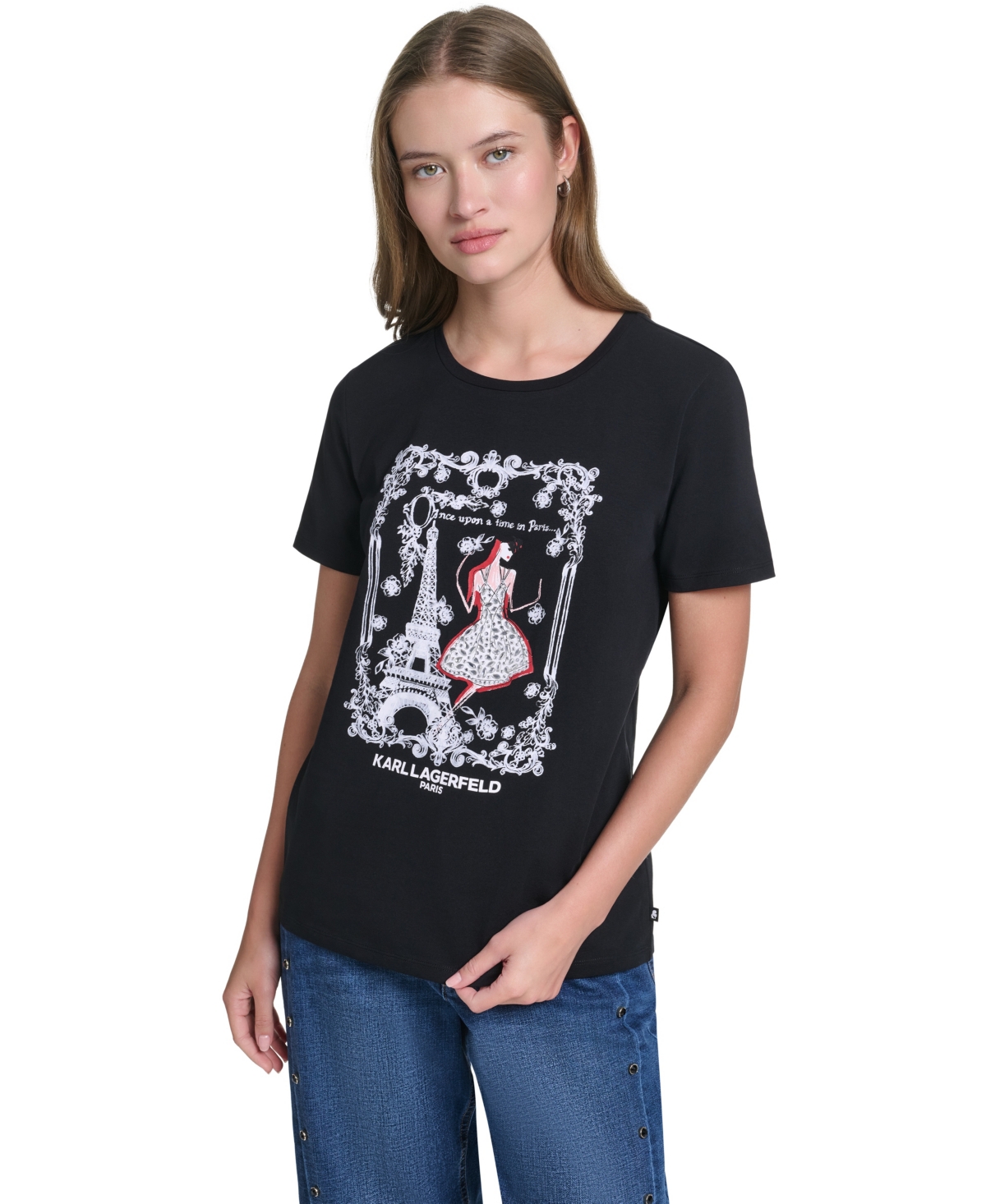 Karl Lagerfeld Paris Women's Fashion Girl Graphic Logo T-Shirt