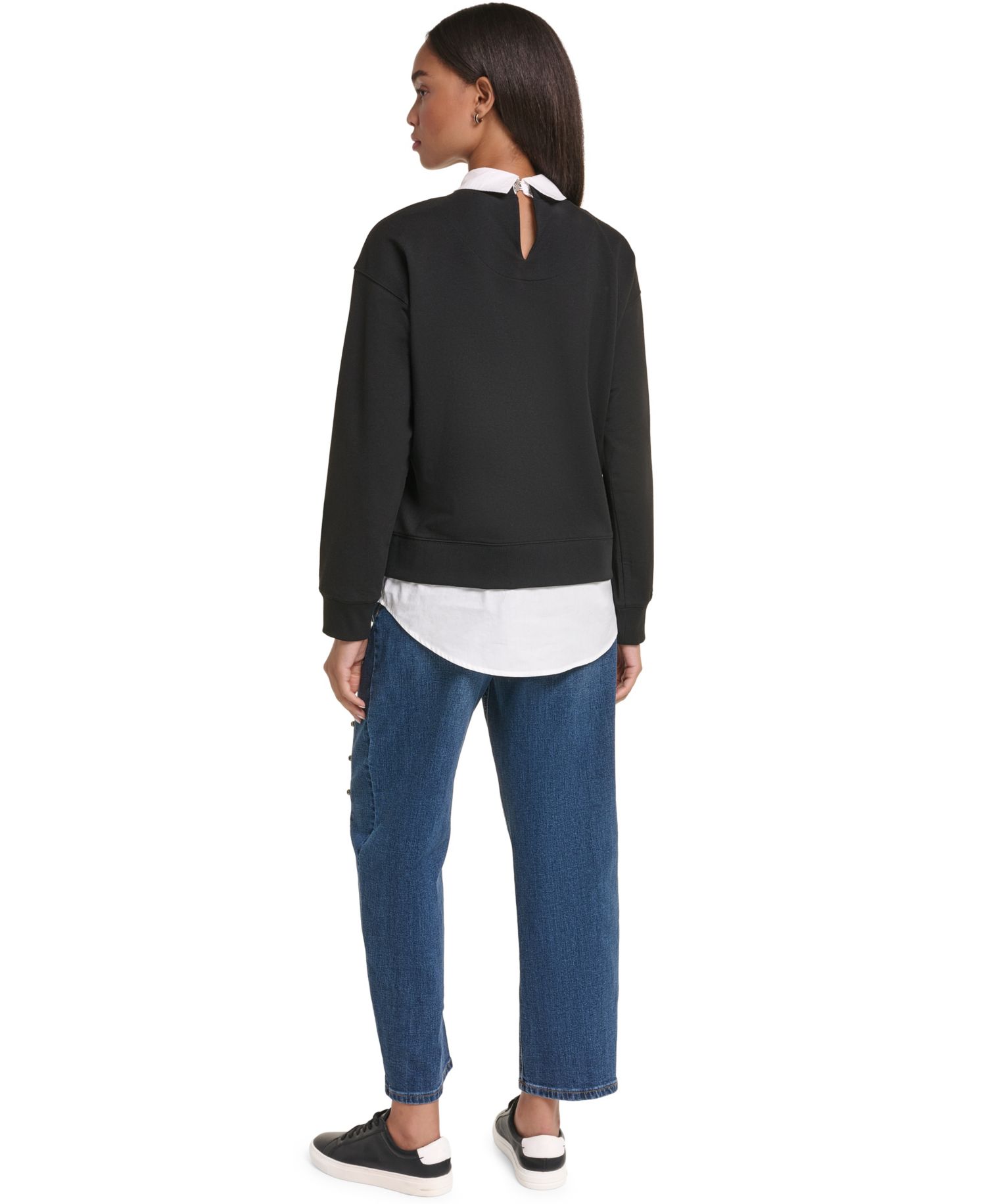 Women's Collared Twoffer Oversized Sweatshirt