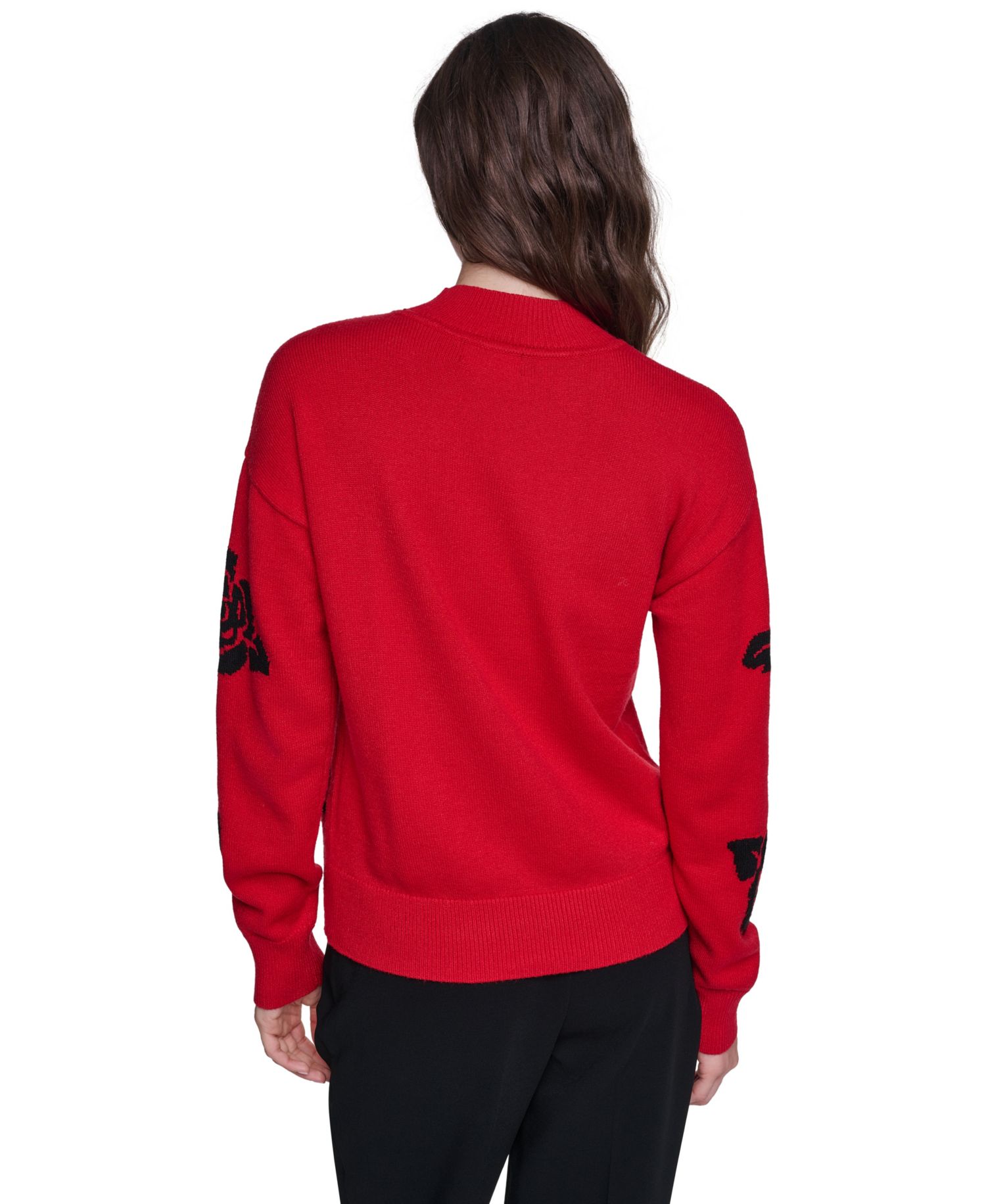 Women's Mock-Neck Long-Sleeve Floral Sweater
