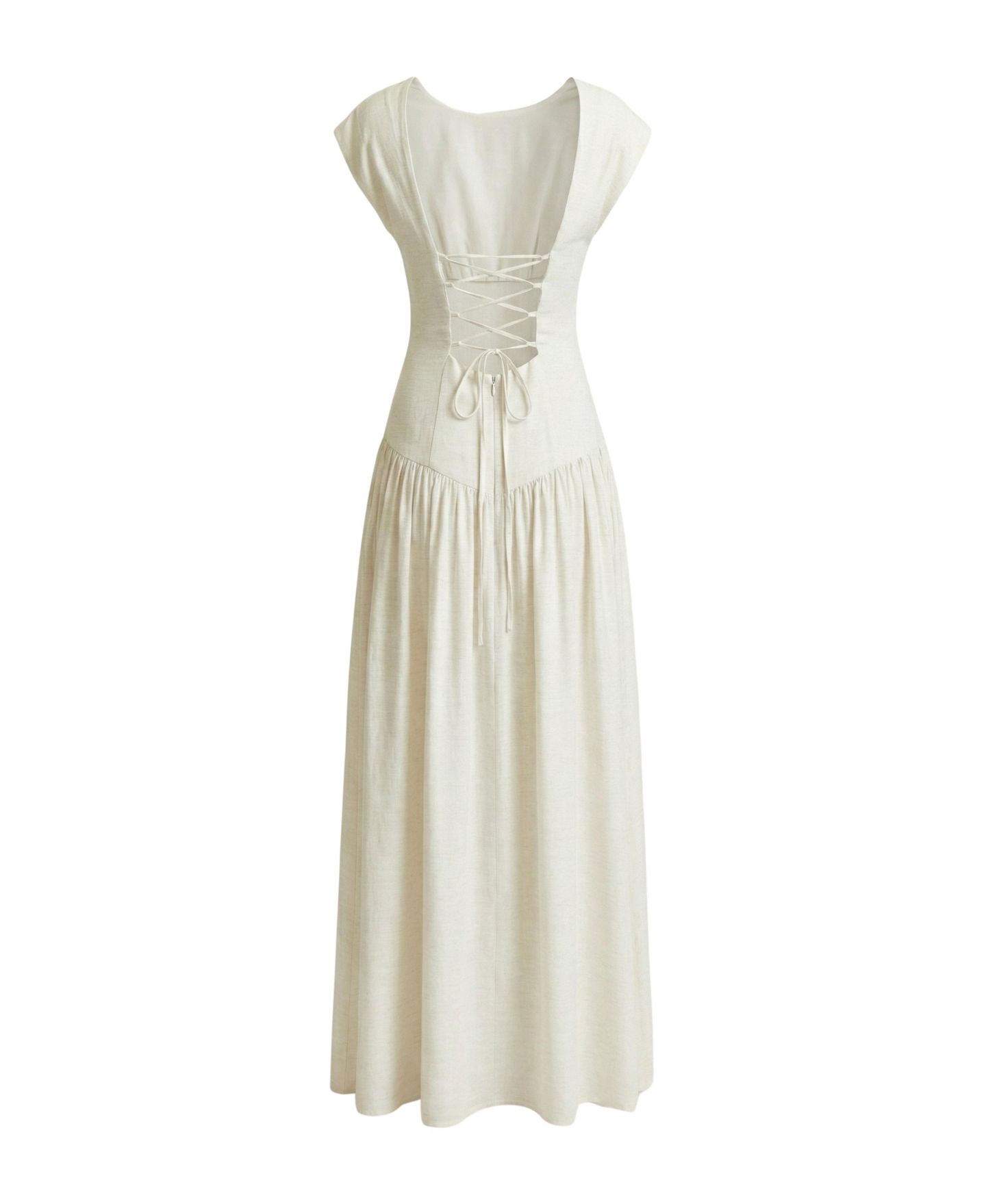 Женское платье Modenaire Cap-Sleeve Gathered Bodice Maxi, цвет: Кремовый — фото 9