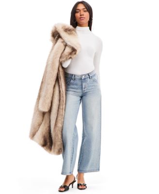 Women's All-Over-Bling High-Rise Wide-Leg Denim Jeans