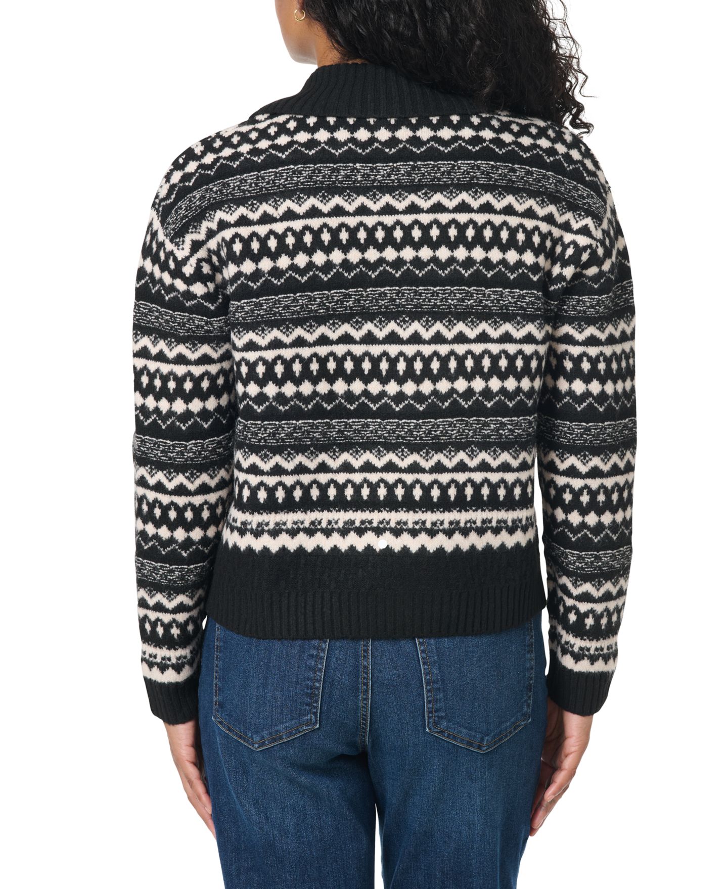 Женский кардиган Gloria Vanderbilt Fair Isle Sweater Cardigan, цвет: Чёрный белый комбинированный — фото 5