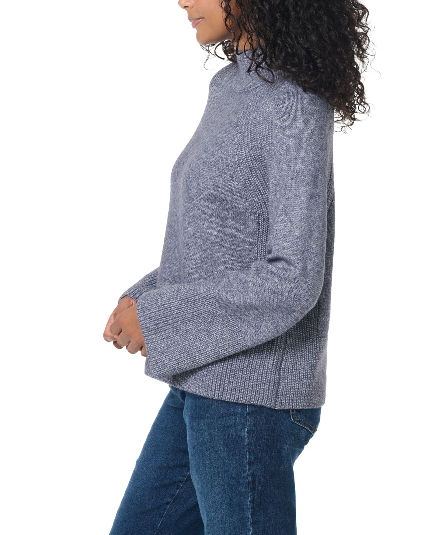 Женский свитер Gloria Vanderbilt Mock-Neck Long-Sleeve Loose-Fit, цвет: Тёмно-синий — фото 2