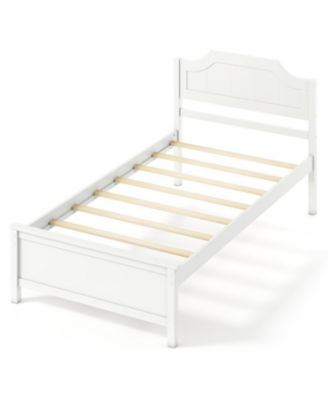 Multiple Size Solid Wood Platform Bed Frame with Headboard in White Twin Size