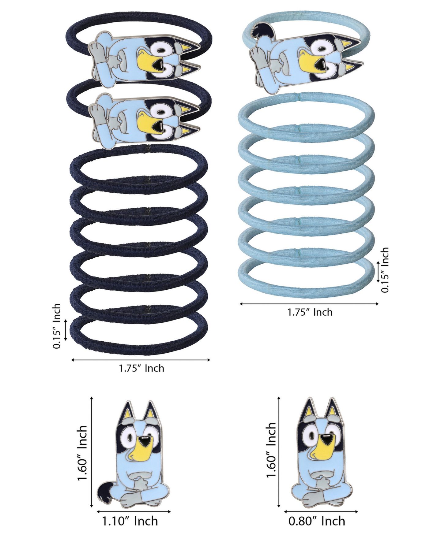 Аксессуары для волос Bluey 15-Piece Metal Pendants Hair Ties для девочек, цвет: Синий — фото 7