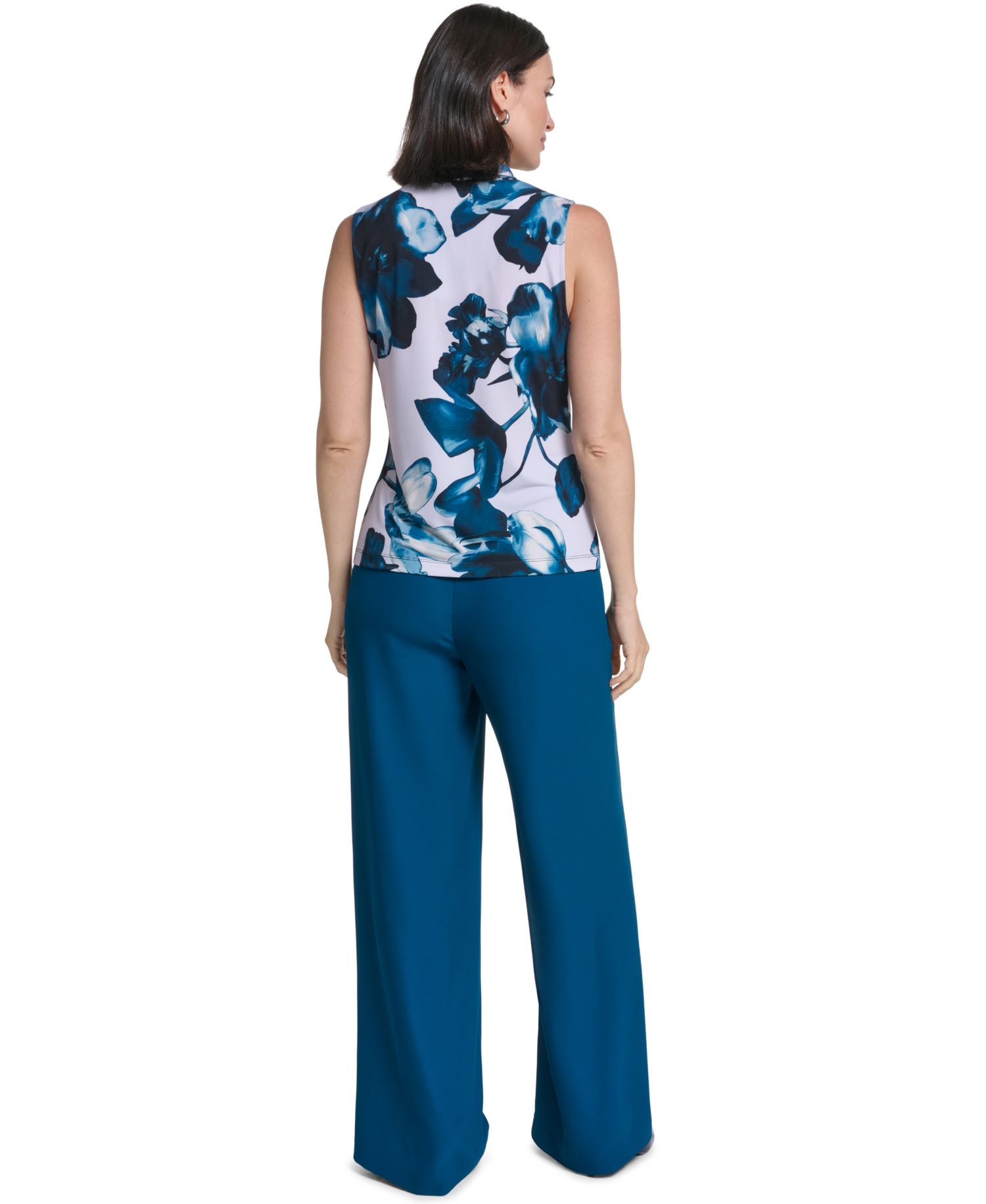 Women's Floral Pintuck V-Neck Blouse