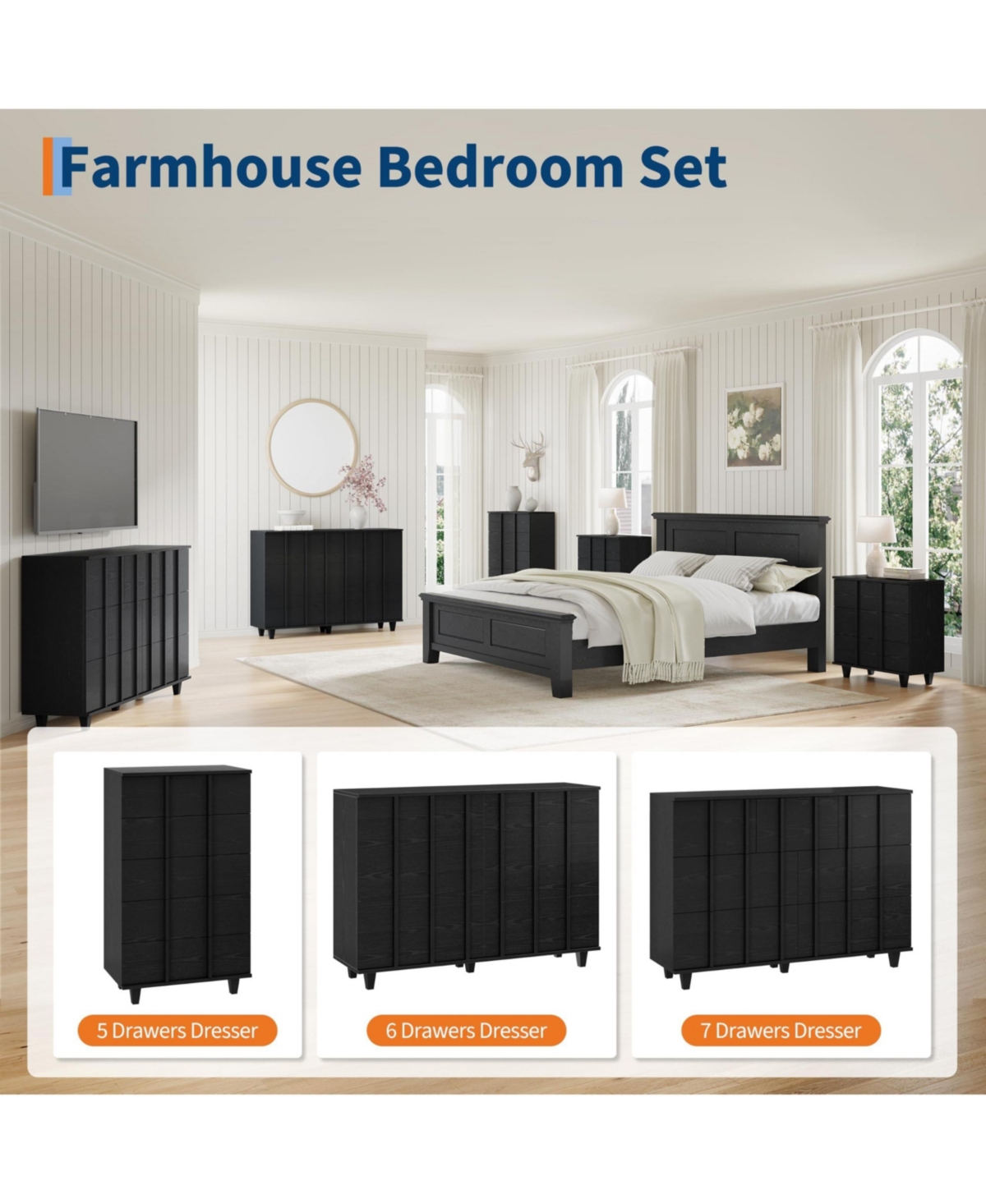 Modern 5 Drawer Tall Dresser Chest, Sleek Fluted Front Panels, Space Saving Clothing Storage Cabinet Designed For Compact Bedroom