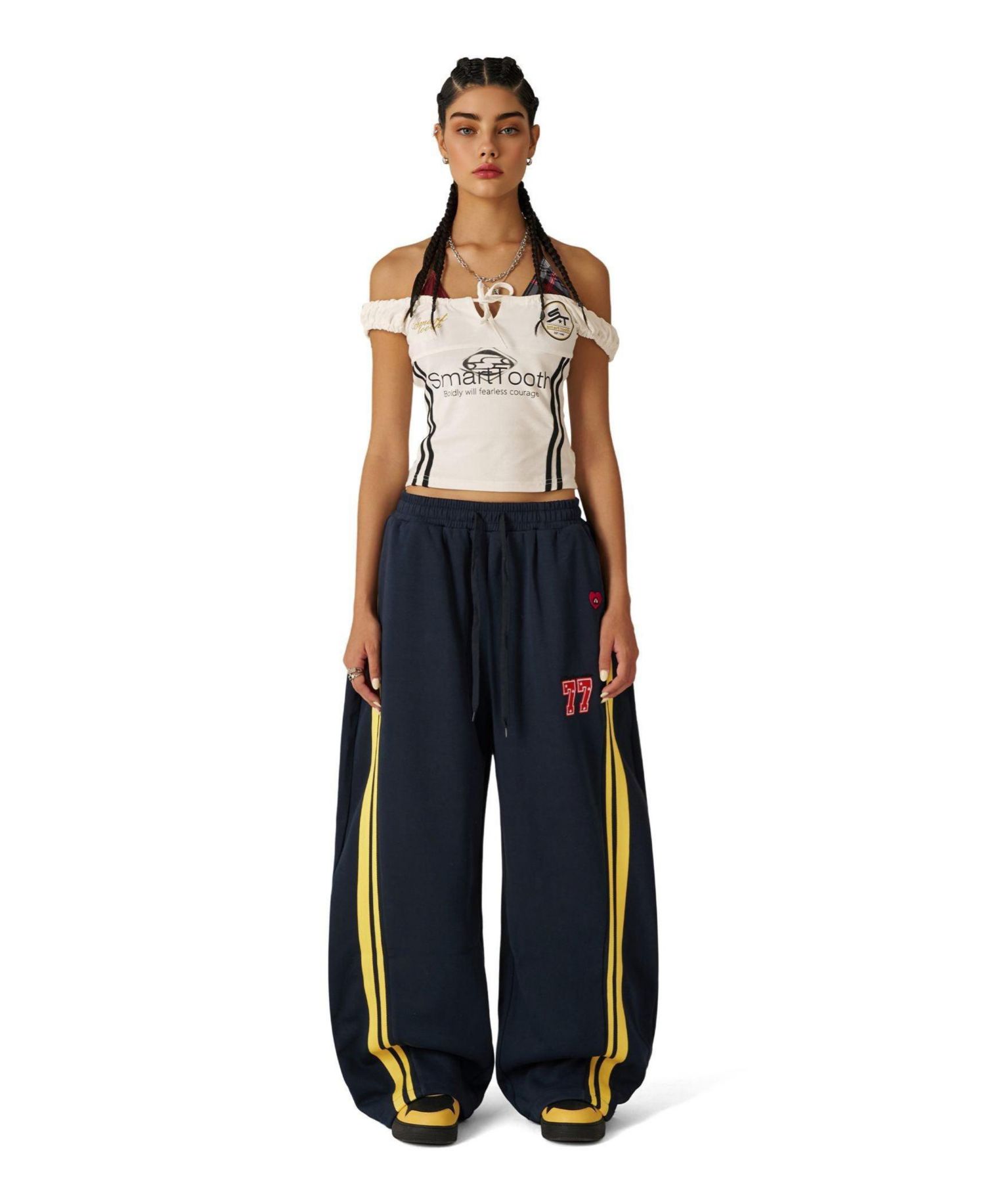 Women's Stripe Baggy Mid-Rise Sweatpants