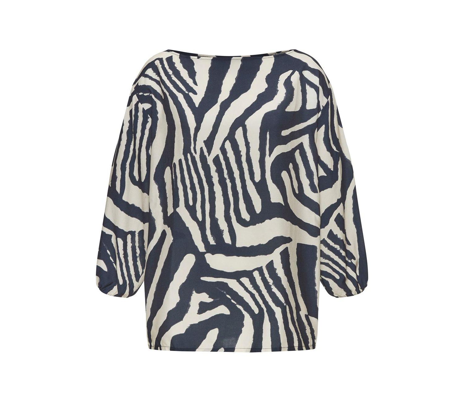Women's Abstract-Print Boat-Neck Balloon-Sleeve Blouse
