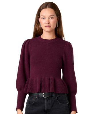Women's Sloane Long-Balloon-Sleeve Peplum Sweater