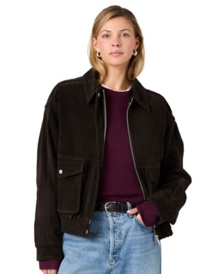 Women's Carter Faux Suede Zip-Up Bomber Jacket