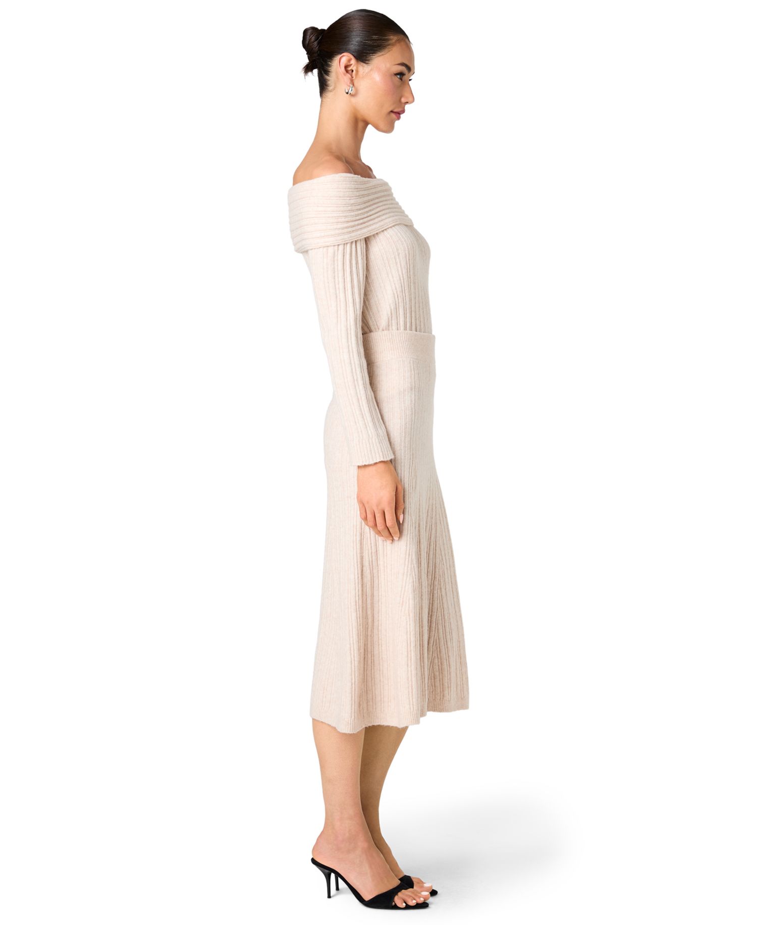 Women's Lucien High-Waisted Ribbed-Knit A-Line Midi Skirt