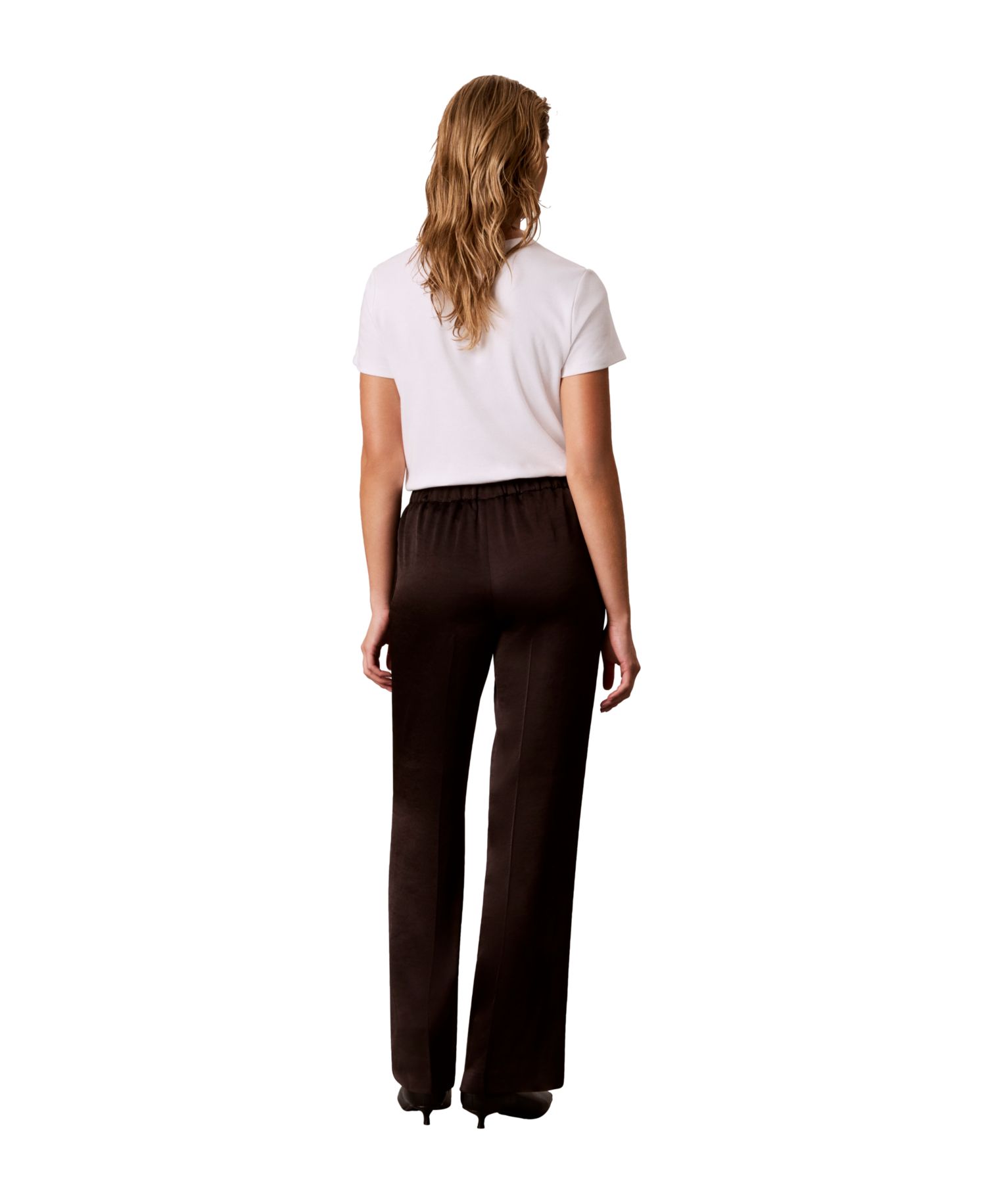 Women's Pull-On Wide-Leg Satin Pants