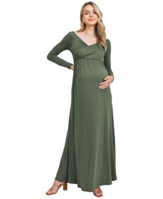 Maternity Off-the-Shoulder Long-Sleeve Maxi Dress