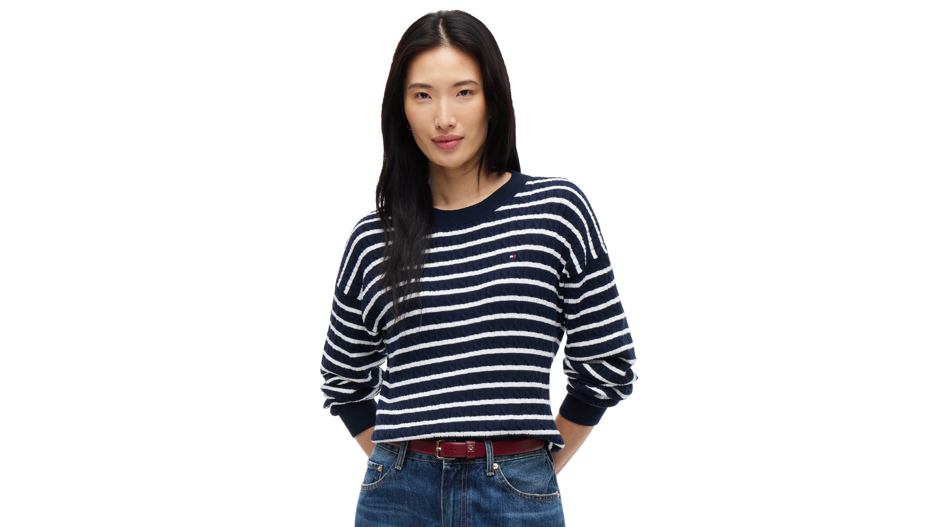 Tommy Hilfiger Women's Cable-Knit Crewneck Long-Sleeve Sweater