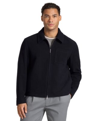 Men's Wool-Blend Zip-Front Point Collar Jacket