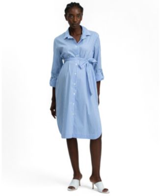 Maternity Bianca Striped Poplin Nursing Shirt Dress