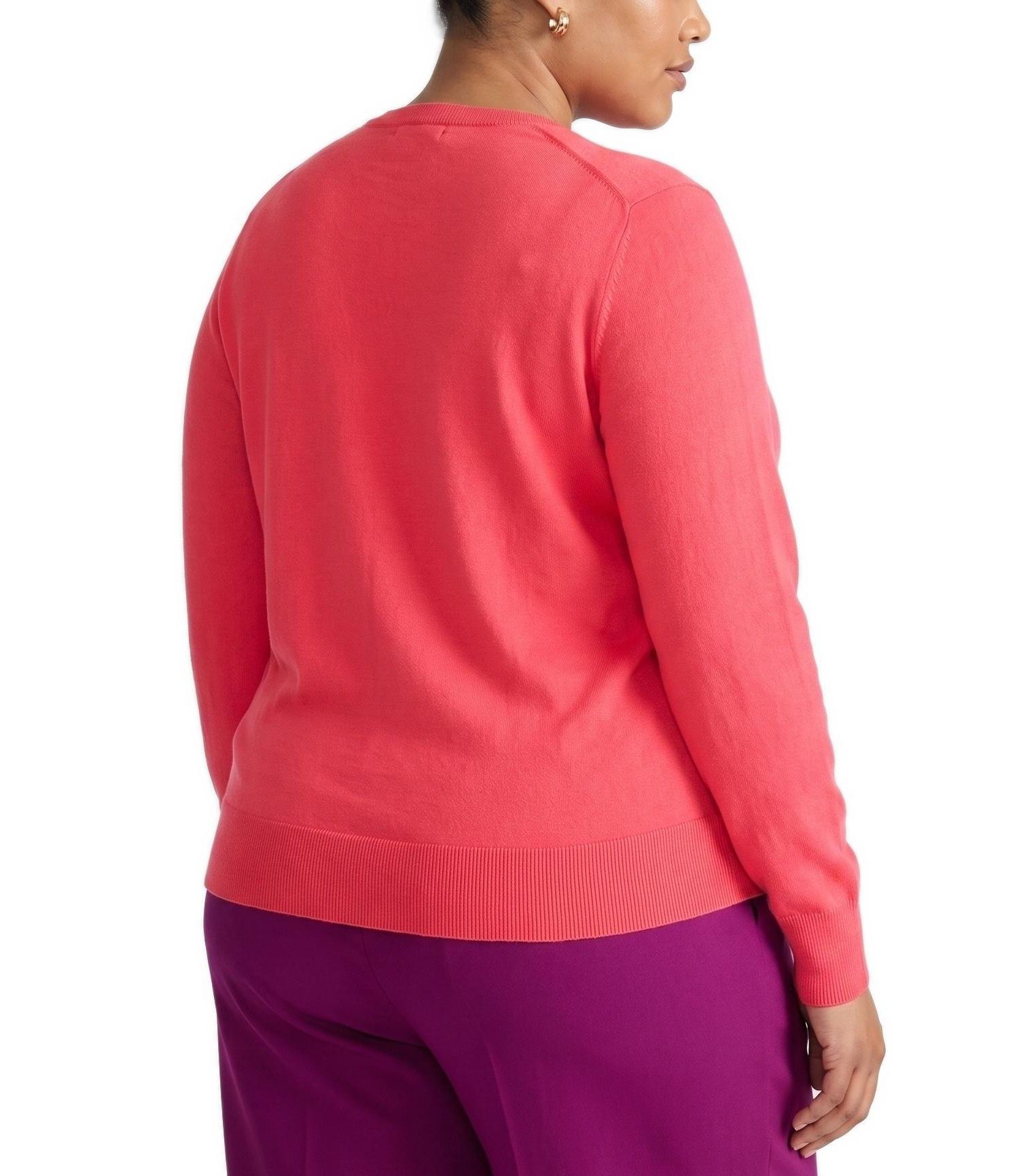 Plus Size Fine Knit Crewneck Cardigan