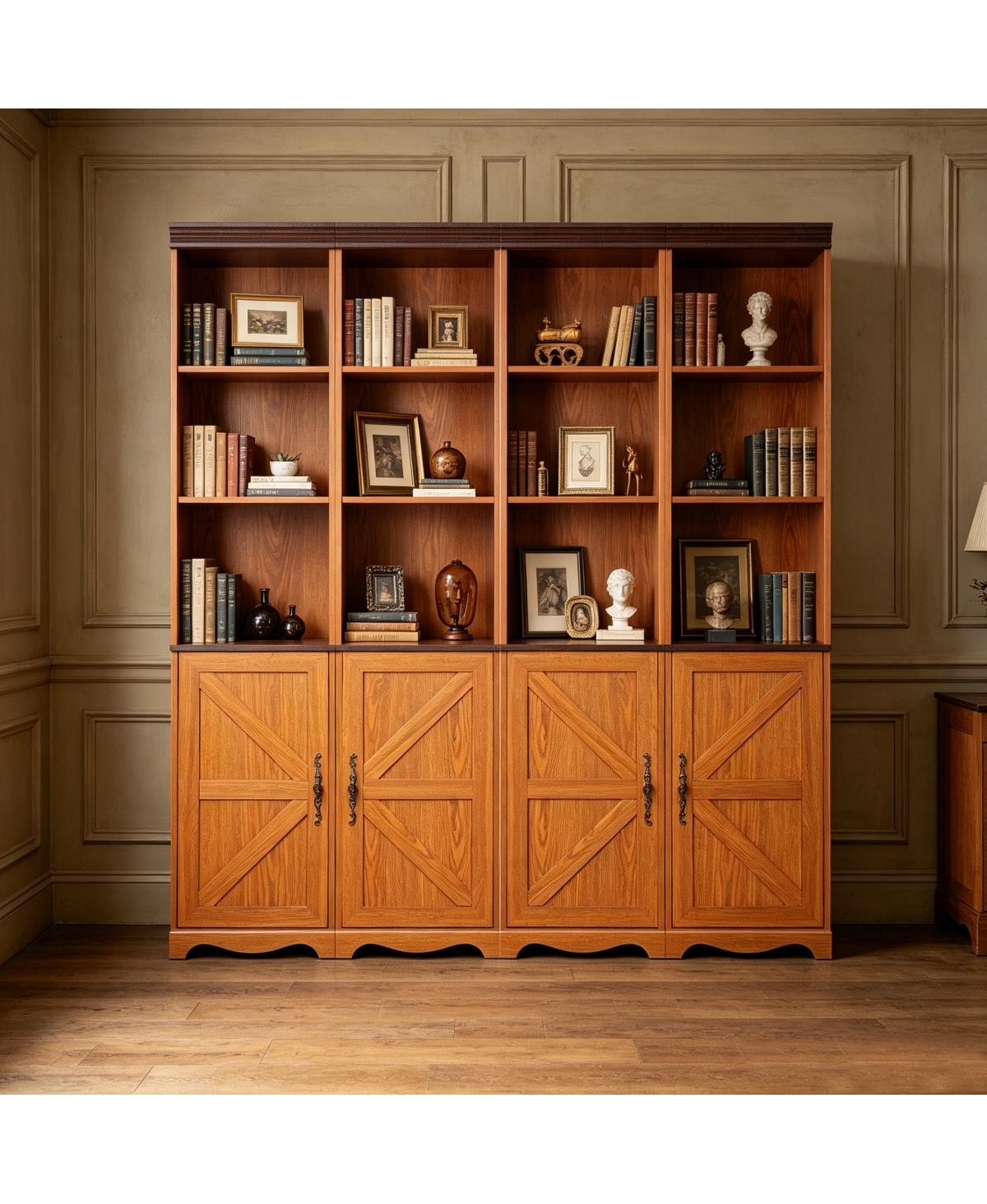 Streamdale Furniture 4-in-1 Combinable Wood Grain Storage Cabinet and Bookshelf