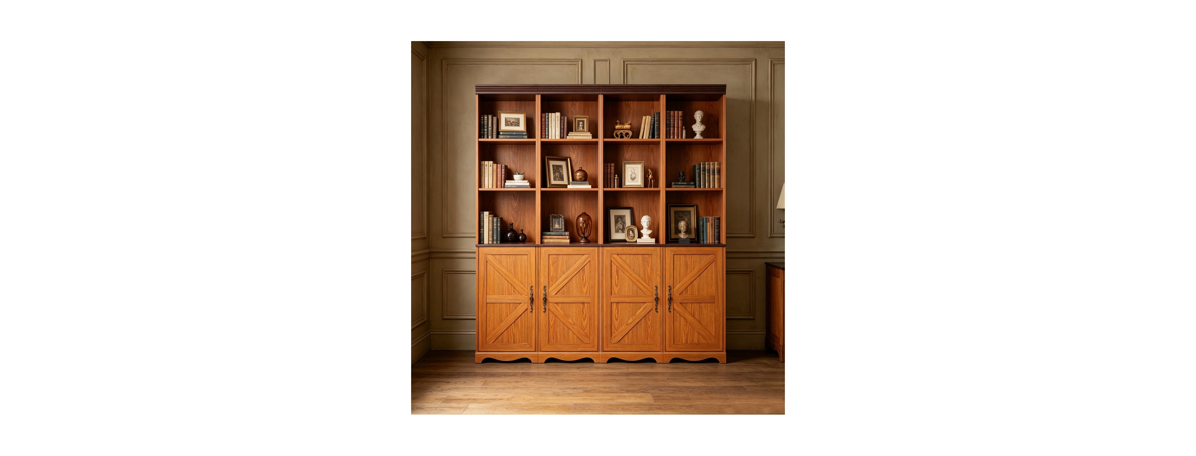 Streamdale Furniture 4-in-1 Combinable Wood Grain Storage Cabinet and Bookshelf