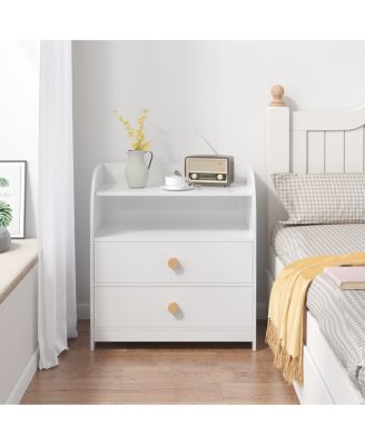 Nightstand with 2 Drawers and Open Shelf