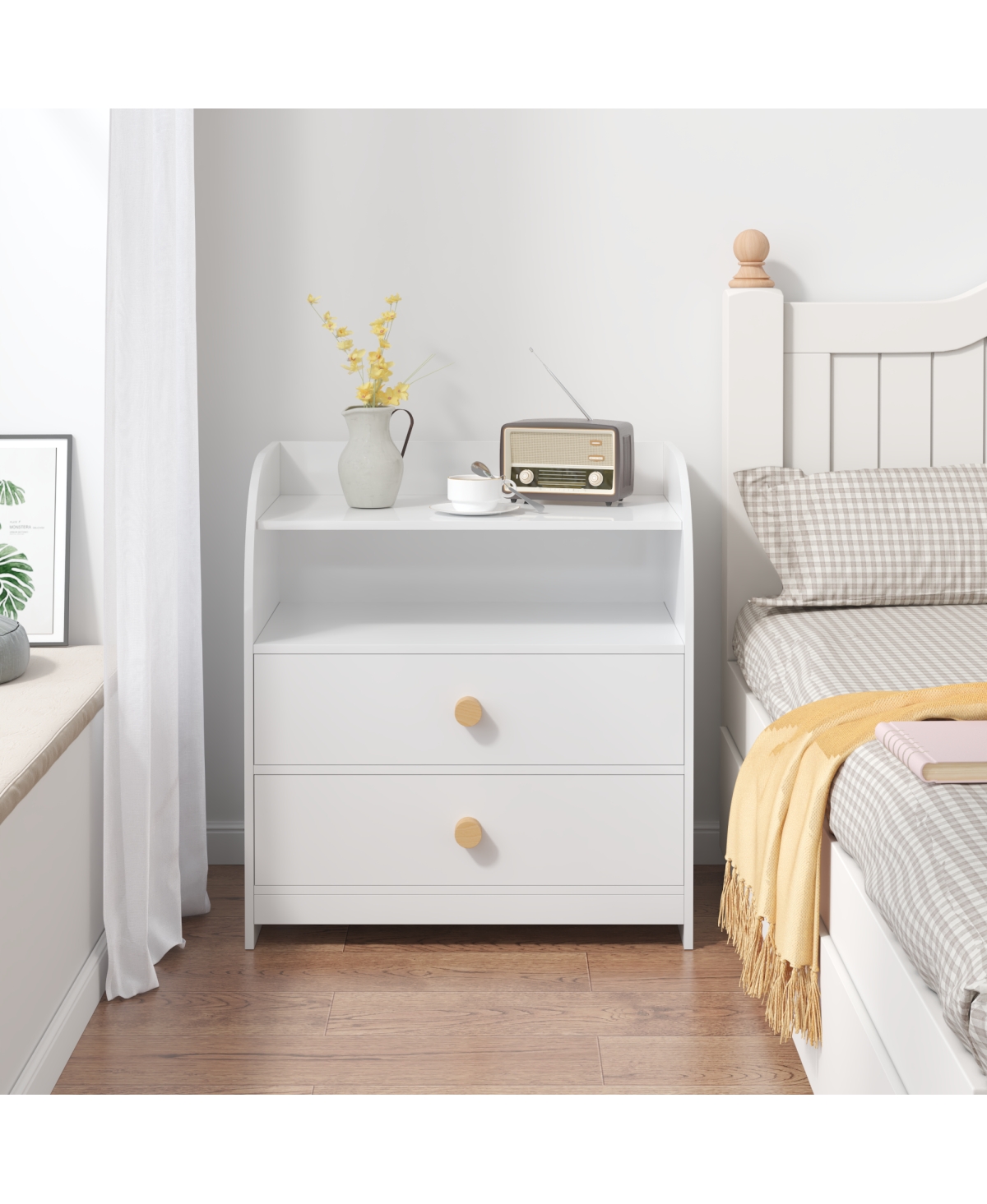 Streamdale Furniture Nightstand with 2 Drawers and Open Shelf