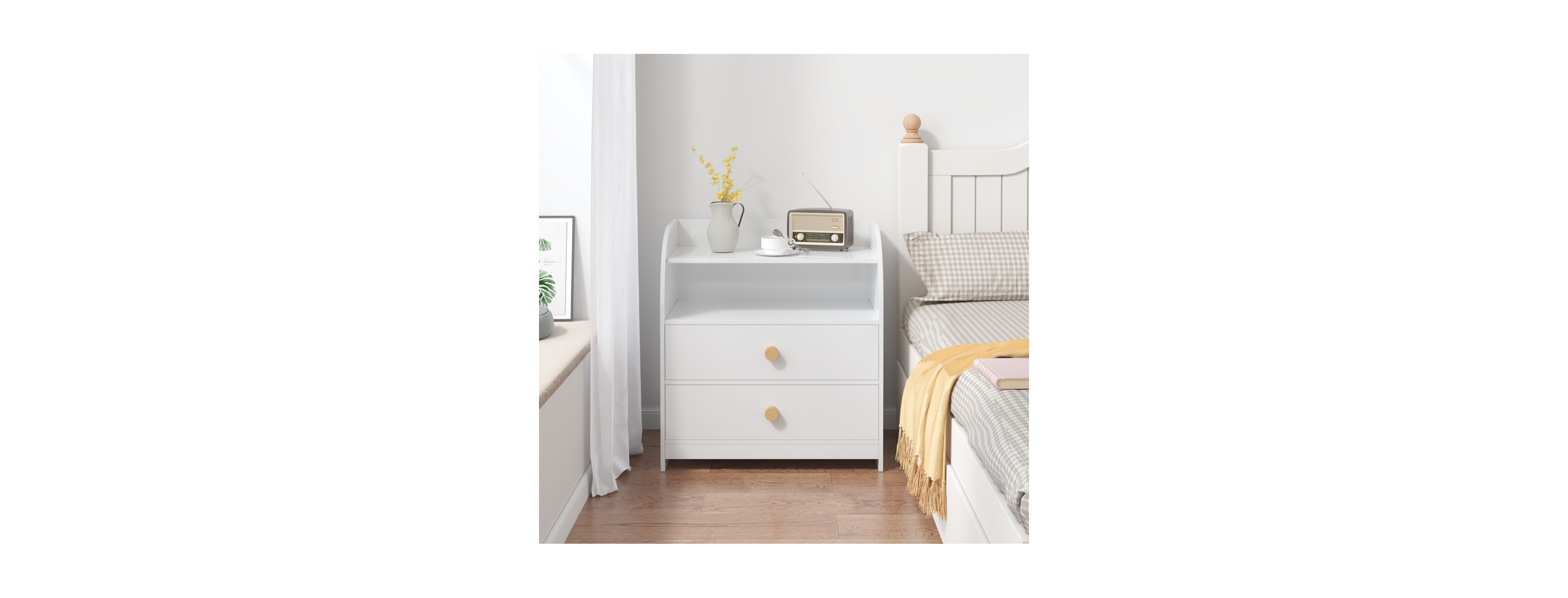 Streamdale Furniture Nightstand with 2 Drawers and Open Shelf