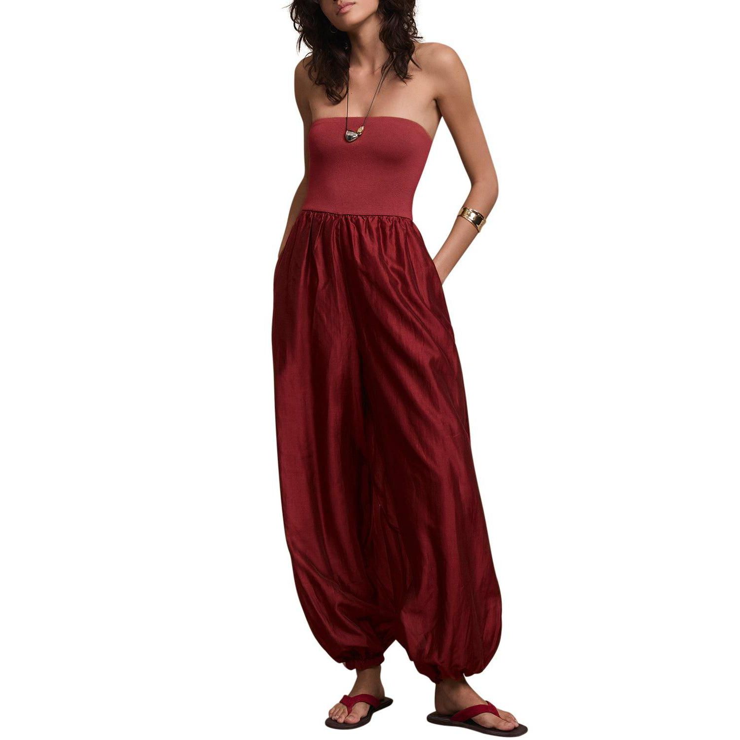 Women's Bandeau Balloon Pull-On Jumpsuit