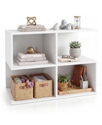 3 Tier Modern S Shaped End Table with 4 Storage Cubes