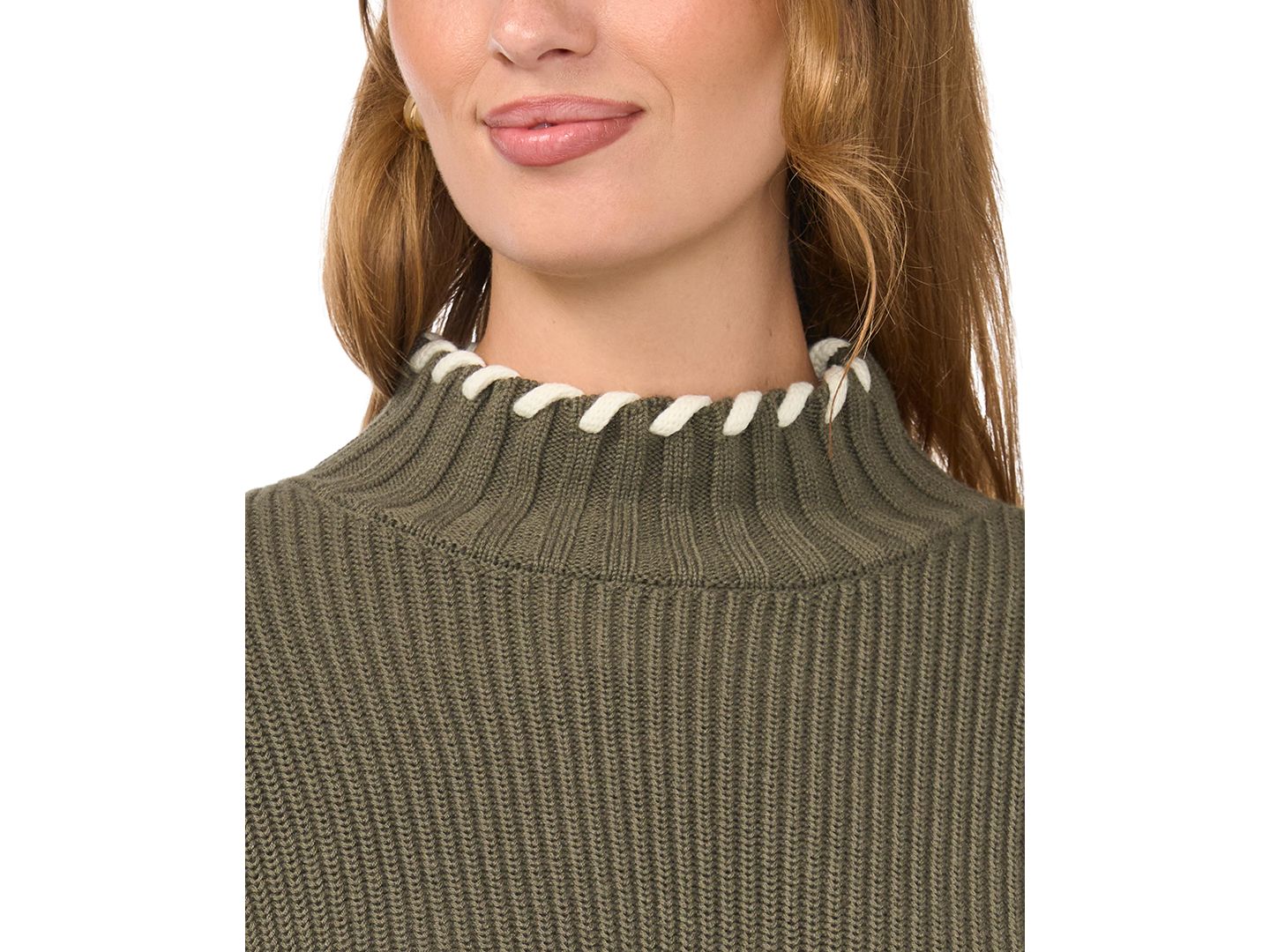 Женский свитер Vince Camuto Turtleneck with Whipstitch, цвет: Мох — фото 3