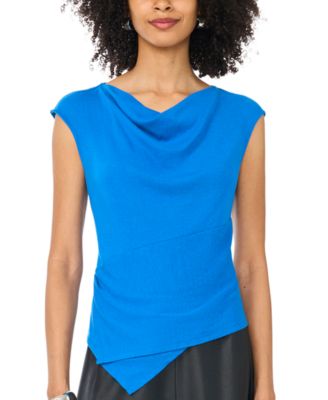 Women's Draped Tie Front Cowl Neck Sleeveless Top