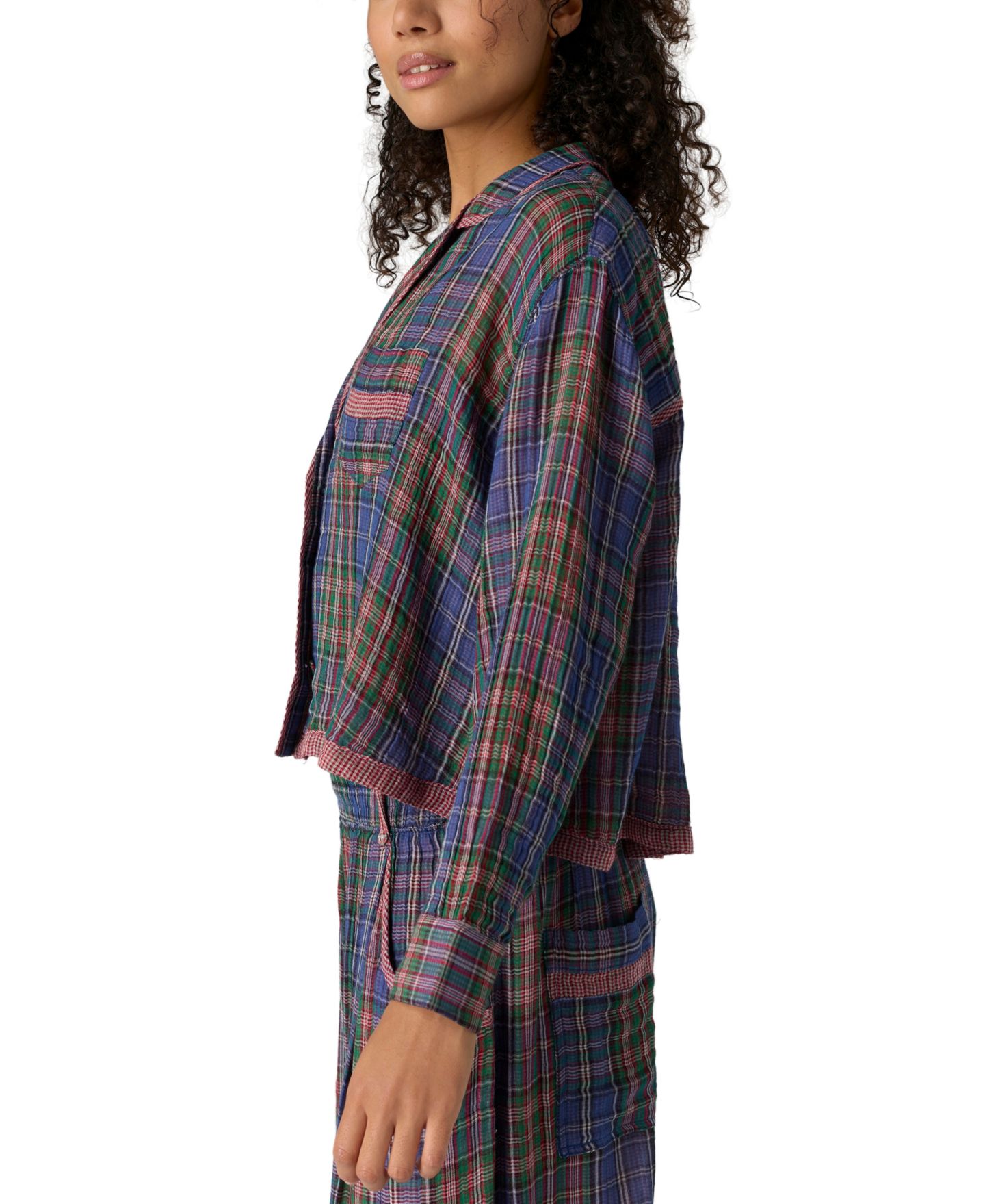 Женская рубашка Free People One And Done Plaid Long-Sleeve PJ, цвет: Полуночный комбинированный — фото 3