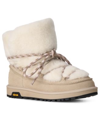 Women's Classic Tread Fluffed Sheepskin Lace-Up Boots