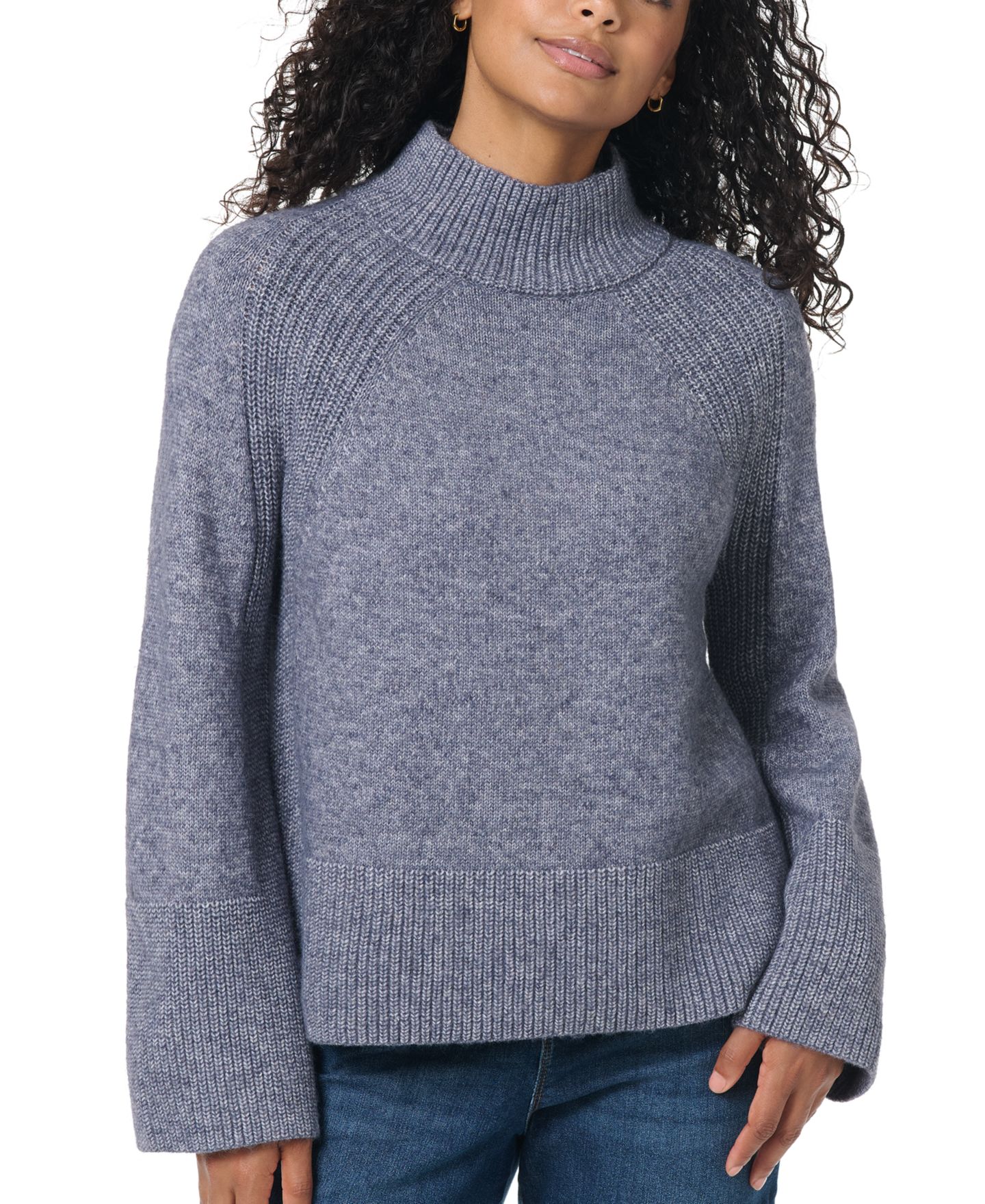 Женский свитер Gloria Vanderbilt Mock-Neck Long-Sleeve Loose-Fit, цвет: Тёмно-синий — фото 1