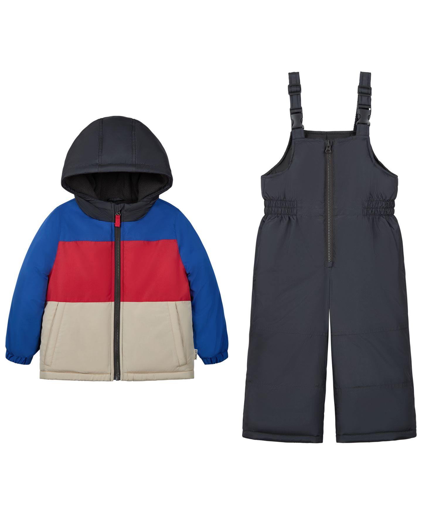 Комплект Carter's Heavyweight Hooded Puffer Jacket and Snow Bib, 2-Piece Set для мальчиков-малышей, цвет: Тёмный серый — фото 1