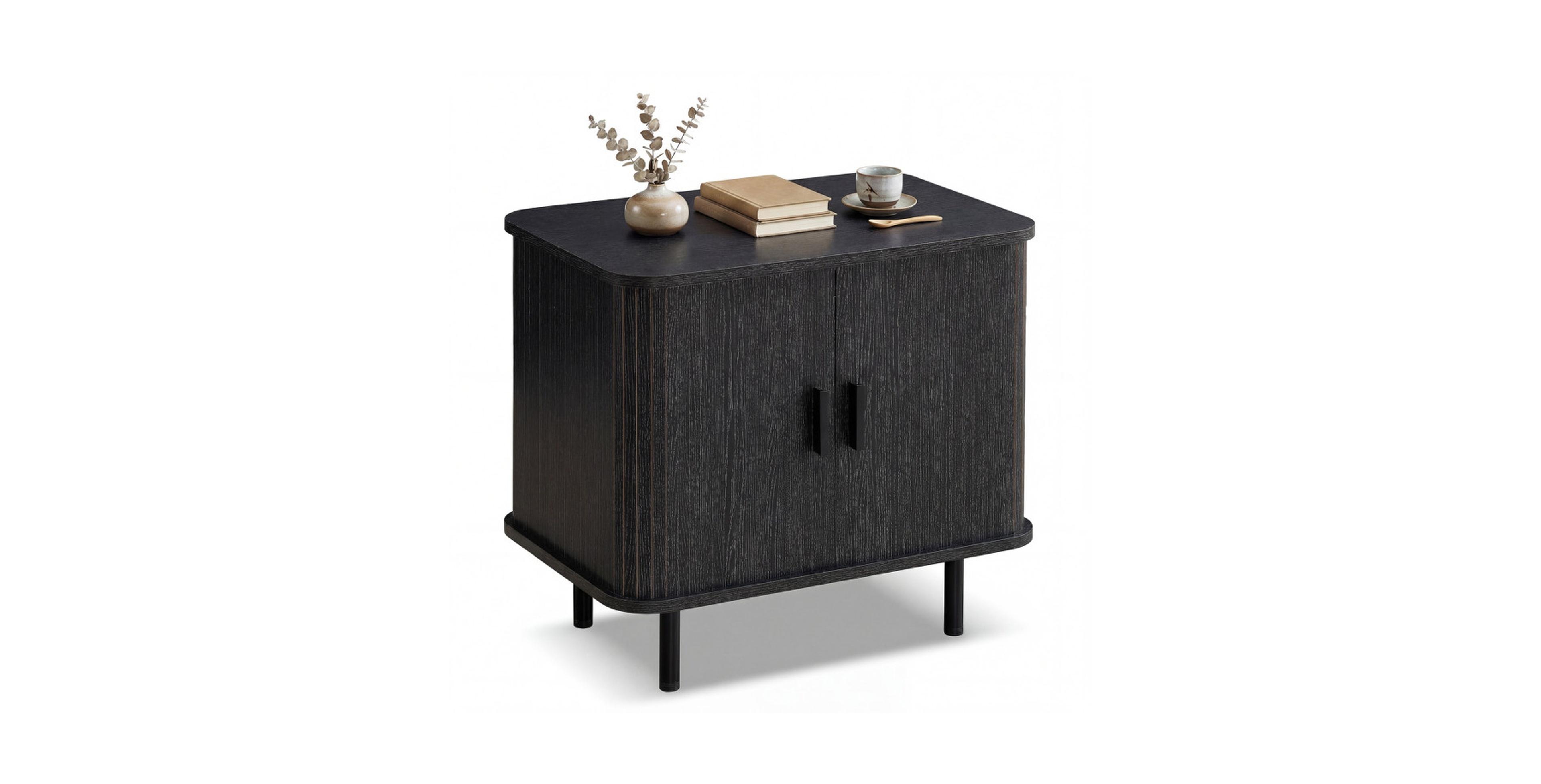 Gouun 24-Inch Sliding-Door Nightstand for Bedroom or Living Room