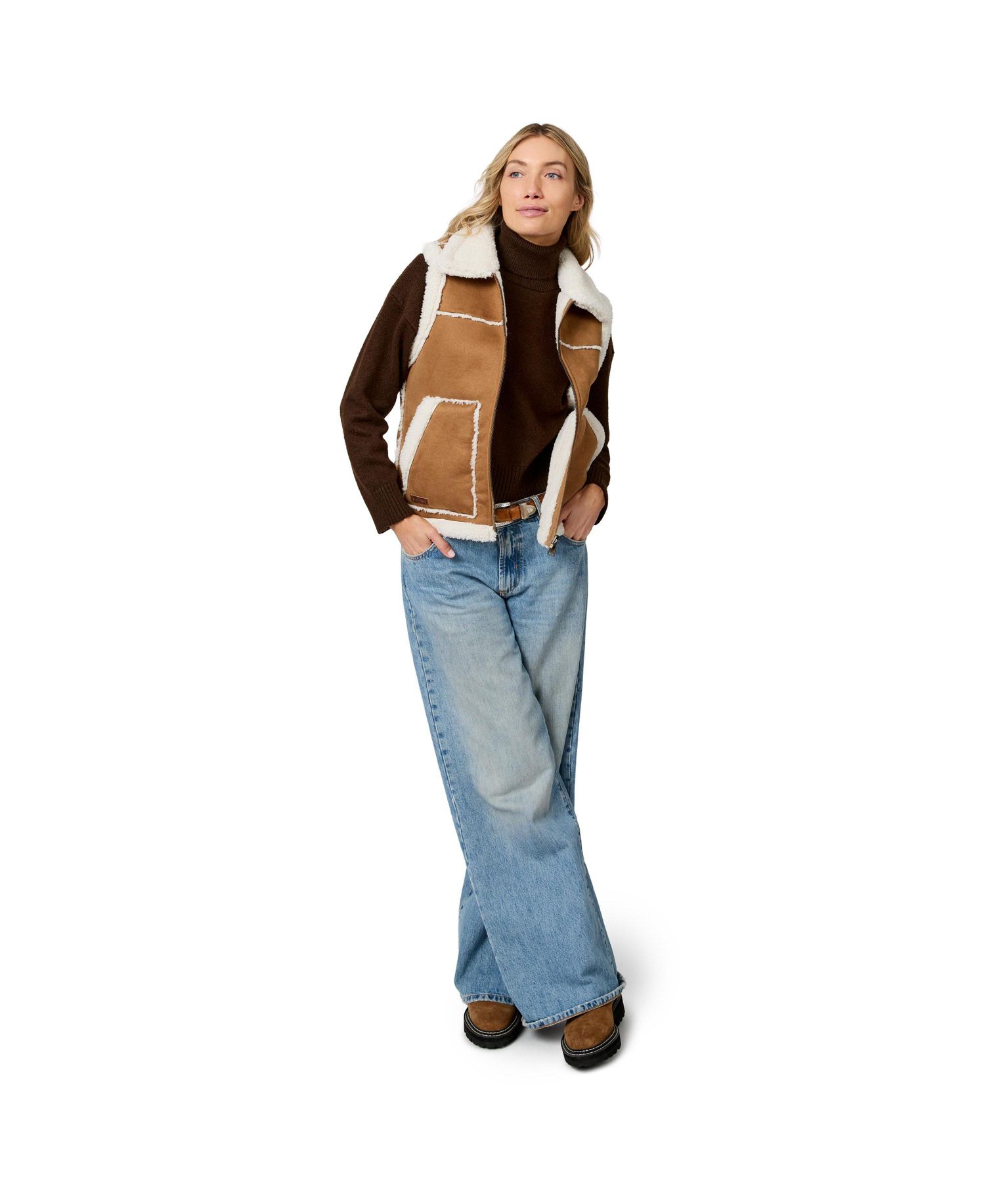 Women's Faux-Suede Shearling Reversible Vest
