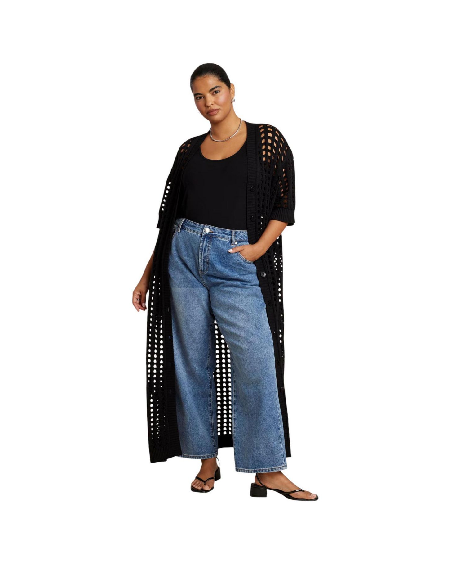 Women's Open Stitch Cardigan Duster